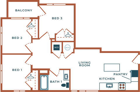 Legacy at Fitz Aurora CO C01A Three Bedroom 956 SF